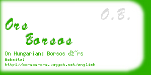 ors borsos business card